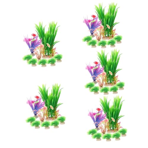 Kisangel Lot De 5 Plantes Artificielles Robustes pour Aquarium Décorations en Plastique Faciles À Entretenir Créant Un Environnement Naturel pour Aquarium 8 Pièces X 5