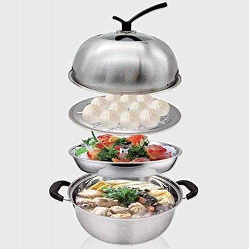 Pot en acier inoxydable, verre multifonctions Hot Pot épaissie Double Bottom vapeur Hot Pot Wok – Image 4
