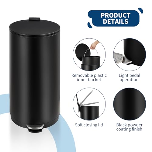 Caneca de basura redonda 30 L con tapa y pedal miniatura 3