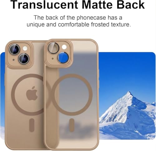 Image of Elzzi Magnetic iPhone 15 Case [MIL-Grade Drop Tested] Compatible with MagSafe Translucent Matte TPU + Hard PC Shockproof Anti-Scratch Cover, Desert