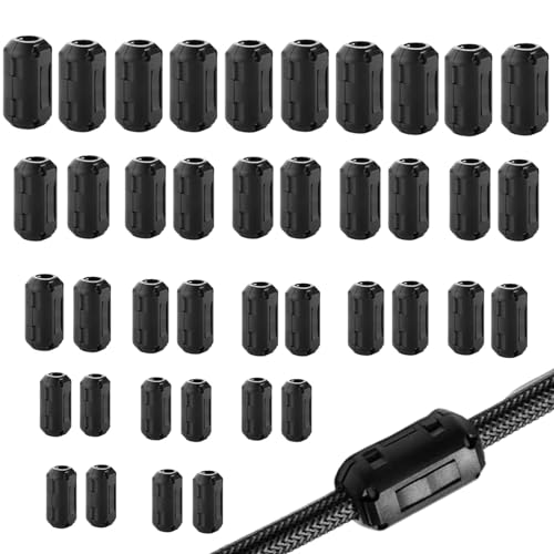Hpamba 40 Piezas Núcleos De Ferrita Núcleo De Anillo De Ferrita Núcleos De Ferrita Para Cables Anillo De Ferrita Filtros De Ferrita Para Cable De Altavoz De Datos Usb (Diámetro Interior 3,5/5/7/9mm)