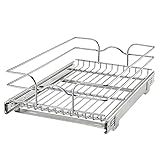 Rev-A-Shelf Kitchen Cabinet Wire Pullout Shelf and Drawer Organizer Pantry Storage with Basket and Mounting Hardware, 15 x 22 In, 5WB1-1522CR-1