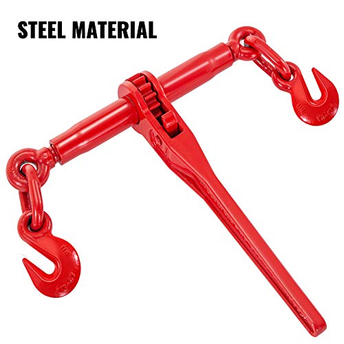 VEVOR 9215LBS 3/8" – 1/2" Ratchet Binders 9,215 LBS Secure Working Load, G70 Hooks and Adjustable Length, for Grade 70-80 Chains, Tie Down, Hauling, Towing, 2-Pack, Red by VEVOR - Image 3