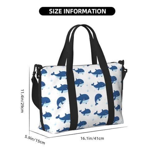 Cute Whale Blue Print Travel Duffle Bags for Women, Personal Item Overnight Weekender Sport Carry On Gym Bag for Men Women2