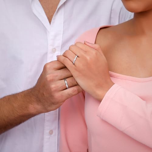 Image of GIVA Unisex Adult 925 Silver Forever Us Couple Bands,Male Ring: Indian - 18,Female Ring: Indian - 12| Gifts for Couples | With Certificate of Authenticity and 925 Stamp | 6 Months Warranty, One Size