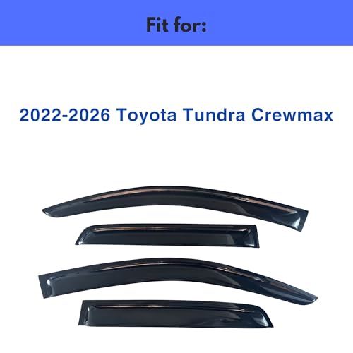 Image of IG Window Visors Fit for 2022-2026 Toyota Tundra Crewmax, Out-Channel Rain Guards Vent Wind Deflectors 4PC, Truck Accessories for 22-26 Tundra Crewmax (Full-Size Cabs)