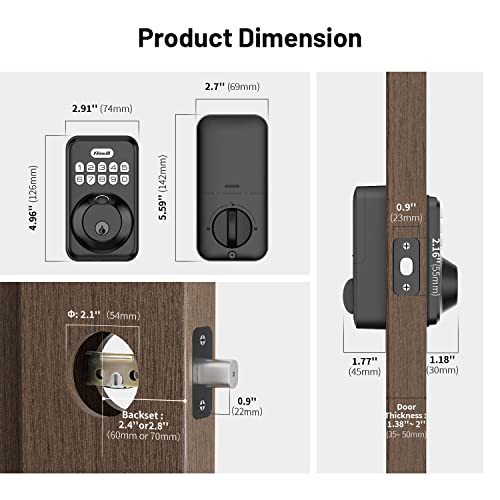 Fingerprint Door Lock, Zowill Keyless Entry Door Lock Keypad Deadbolt With 20 Biometric Fingerprints, 20 User Codes, Auto Lock, Anti-Peeping Password, Ip54 Waterproof, Easy Installation Smart Lock #TOP5