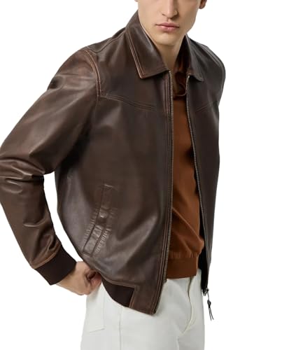 Men's Real Lambskin Leather Bomber Jacket - Premium Genuine Shirt Collar Bomber Leather Jackets for Men4
