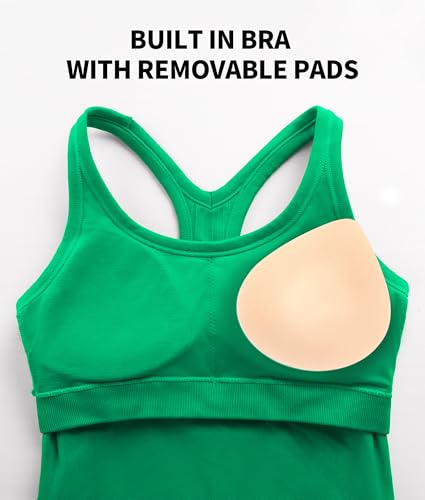 Image of ATTRACO Ribflex Ribbed Workout Crop Tops with Built in Bra for Women Yoga Racerback Tank Top Slim Fit