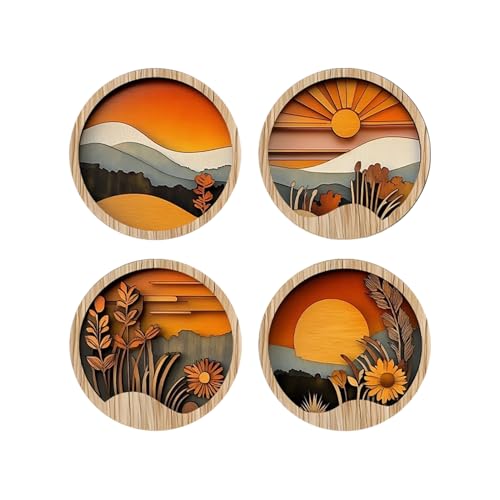 Art mural bohème et tableaux ronds géométriques en bois pour décoration maison