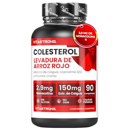 Levadura De Arroz Rojo para el Colesterol - 90 tabletas, Extracto de Caigua 150 mg - Monacolina 2.9 mg - Suplemento de Colesterol con Coenzima Q10 - Apoya los niveles de Colesterol en la sangre