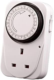 Timer Plug Socket Energy Saver Plug Energy Saving 3 Pin Plug with Mechanical Programmable Time Controller Switch Perfect for Lights and Home Appliances (Pack of 1)