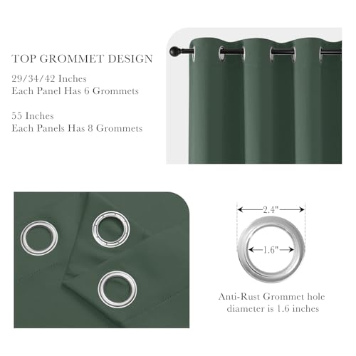 Image of PONY DANCE Dark Green Blackout Curtains 80 inch Long 2 Panels Set, Thermal Insulated Solid Grommet Closet Curtains for Bedroom Closet Door, Temporary Doorway Cover Room Divider Drapes, W 55 inch x L 80 inch