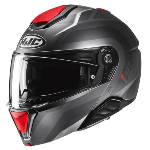 Casque moto modulable HJC i91 ARVEN MC1SF noir et rouge pour motard