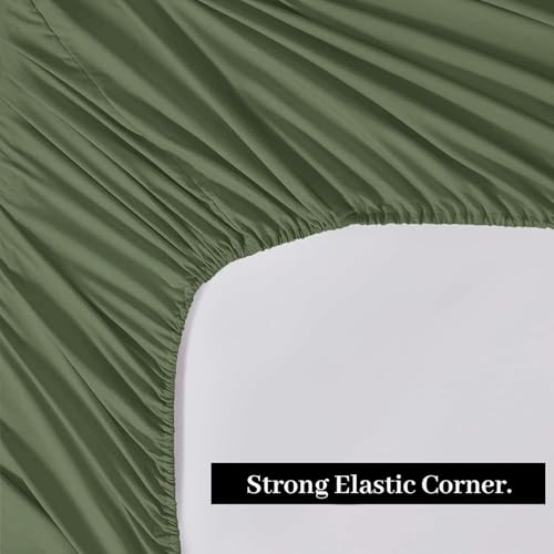 Parure de lit microfibre brossée douce et infroissable vert olive
