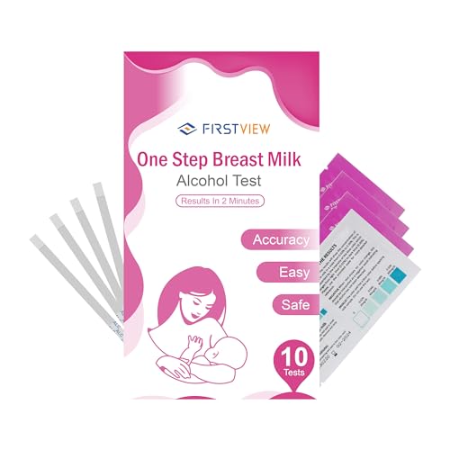 Alcohol Test Strips for Breastmilk,Detects Alcohol in 2 Mintues, High Sensitivity to 0.02%（20mg/dL, Simple Breastmilk Dip Test, Fast and Easy to Use for Breastfeeding Moms-10 Test Strips