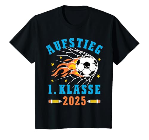 Kinder Schulkind 2025 Einschulung Erste Klasse Fußball Jungen T-Shirt