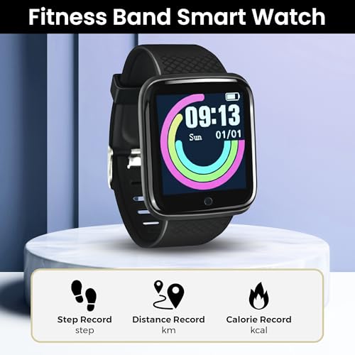 Image of Bouncefit D20 Y68 Fitness Band Smart Watch for Men, Women, Boys, Girls, Kids - Single Touch Interface, Water Resistant, Workout Modes, Quick Charge Sports Smartwatch - Jet Black (FF)