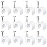 Jadaol 8mm Wide Design Cable Clips with Nails for Round Ethernet Cables, Cord Clips for Wall, Nail-in Wire Tacks for Cat5/Cat6/Cat7 RJ45 Cable, Coaxial, TV, Speaker, Electrical Wire, 100 Pack