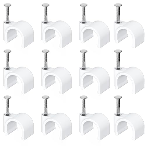 Jadaol 8mm Wide Design Cable Clips with Nails for Round Ethernet Cables, Cord Clips for Wall, Nail-in Wire Tacks for Cat5/Cat6/Cat7 RJ45 Cable, Coaxial, TV, Speaker, Electrical Wire, 100 Pack