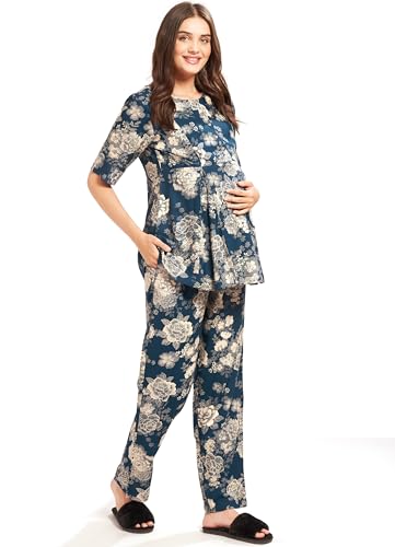 Image of AV2 Women Rayon Printed Maternity Top & Pyjama Set -4050