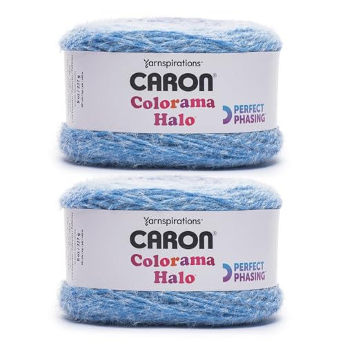 Image of Caron Colorama Halo Cake Ultra Marine Yarn - 2 Pack of 8oz /226.79g - 71% Acrylic,18% Nylon,11% Polyester - #5 Bulky - 60 Yards for Knitting, Crocheting & Crafts