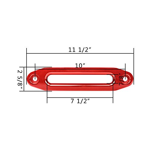 AMOPACORP 10 inch Standard Anodized Red 8000-15000 LBs CNC Machine Aluminum Hawse Fairlead for Winch Rope Cable ATV UTV