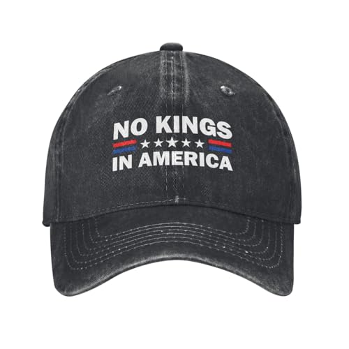 No Kings in America Hat for Men Funny Baseball Hat Funny Birthday Gifts for Men Black