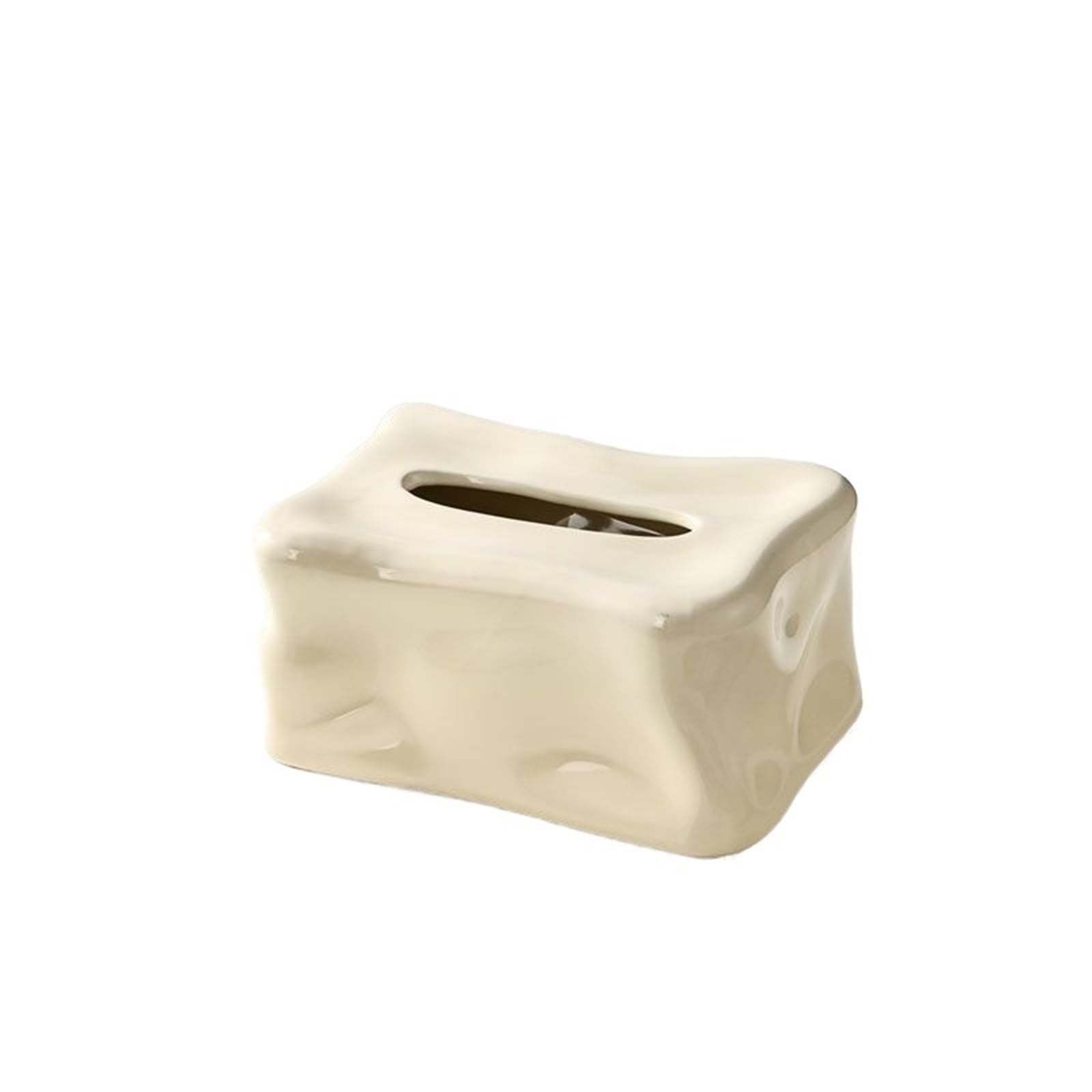 Tissue Case Light Luxury Ceramic Tissue Box Living Room Desktop Creative Rectangular Napkin Facial Dispenser Tissue Dispenser(White)