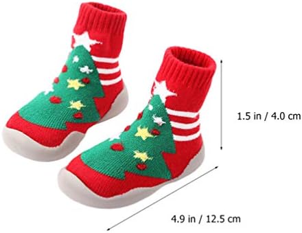 TOYANDONA 1 Pair Christmas Socks for Baby Soft Sole Prewalker Anti-Slip Slipper Socks Warm Thick Soft Wool Socks for Newborn Infant Toddler 12-12.5cm
