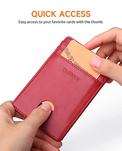 Image of Buffway Mens Slim Wallet, Minimalist Thin Front Pocket Leather Credit Card Holder with RFID Blocking for Work Travel | Minimalist