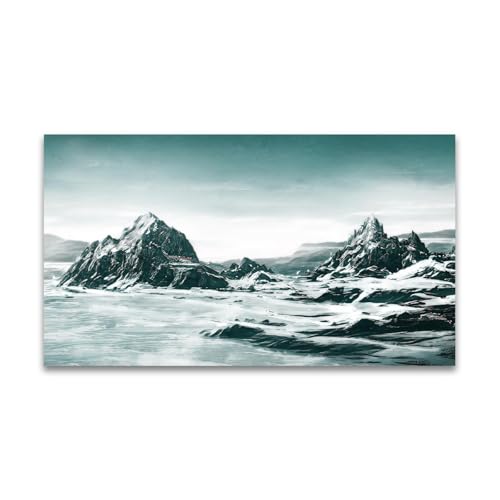 Toile montagne enneigée 60x100cm créez un salon style chalet moderne