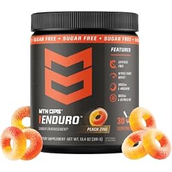 MTN OPS Enduro Nitric Oxide Stim Free Pre Workout | Magnesium Citrate, L Arginine & L Citrulline Caffeine Free Preworkout | 30 Serving Peach Zing