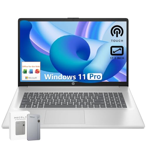 Image of HP 17.3 inch Touchscreen Laptop for Home Office, AMD Ryzen 5 7530U (6-Core), 16GB RAM, 512GB SSD, Wi-Fi 6, Windows 11 Pro, Numeric Keypad, HDMI, Fast Charge, AI Copilot, w /AI Voice Recorder
