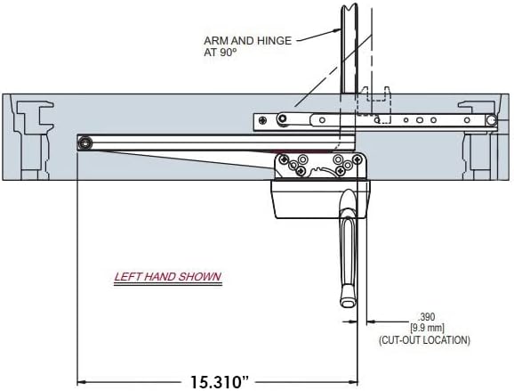 WRS Truth Hardware Left Hand Traditional Operator, 13-1/2" Single Arm - Beige