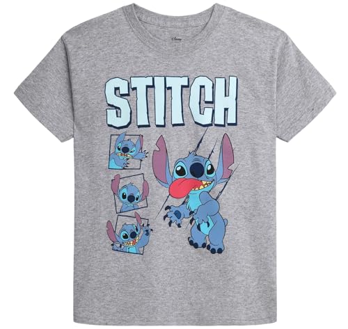 Image of Disney Girls Minnie Mouse and Lilo Cotton Blend Crew Neck Graphic T-Shirt | Officially Licensed, Soft Feel, Relaxed Comfy Fit Kids Love, Fun Character Prints, Great for School, Play and Everyday
