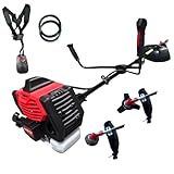 Synergy Desbrozadora Gasolina 2 en1-65cc 4,9cv Motor 2 Tiempos- Disco de 3 Puntas, Cabezal de Hilo Automático, Arnés y 20m de Hilo