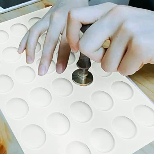 30 Hole Silicone Mat for Wax Seal Stamp, 30 Cavity Wax Sealing Pad Flat Round Disc Mold Tray for Craft Adhesive Waxing Epoxy UV Resin DIY Craft (White A4 Size)