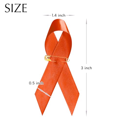Image of Curvier 200PCS Orange Satin Leukemia Awareness Ribbons with Safety Pins