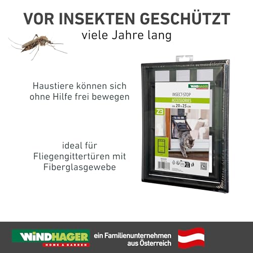 Windhager Katzenklappe, Katzentüre für Insektenschutz, Moskitoschutz-Zubehör für Katzen, ClipSystem, schwarz, 03333, 20 x 25 cm