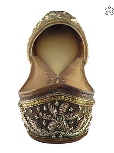 Image of Fulkari Women's Murraya Genuine Soft Leather Juttis | Bite and Pinch Free Jutis | Punjabi Jutti For Ladies | Bridal Ethnic Stylish Mojari Flats For Girls |