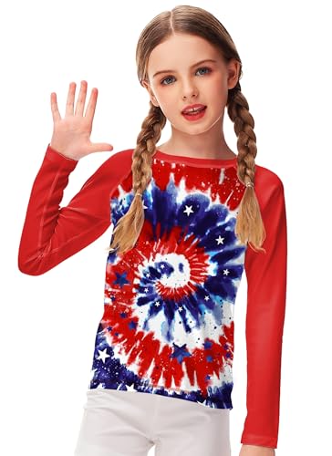 Image of Remimi Unisex Kids Rash Guard Long Sleeve SPF 50+ Tie Dye Sun Shirt 3-12 Years