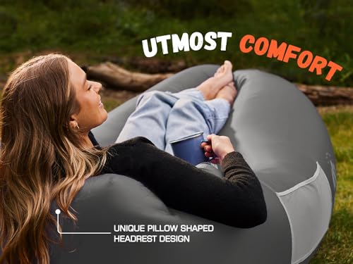 Image of WEKAPO Inflatable Couch Air Lounger Chair - Camping & Beach Accessories, Portable Blow up Sofa for Hiking, Lawn, Indoor /Outdoor Movies & Music Festivals. Lightweight and Easy to Set Up Air Hammock