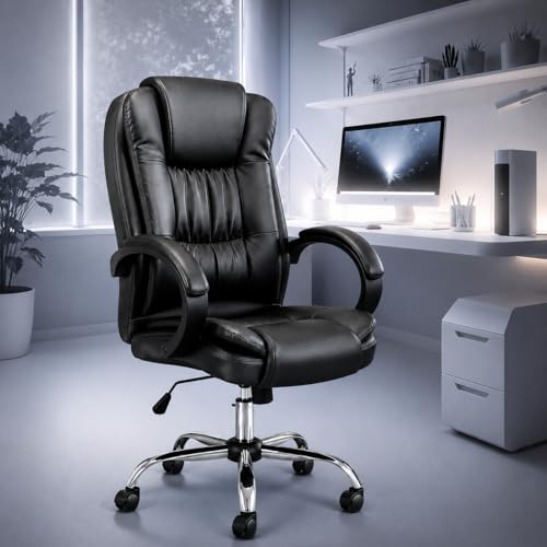 Cadeira de Escritório Presidente Diretor Acochoada Ergonômica Ajustável Até 150Kg Preto Premium