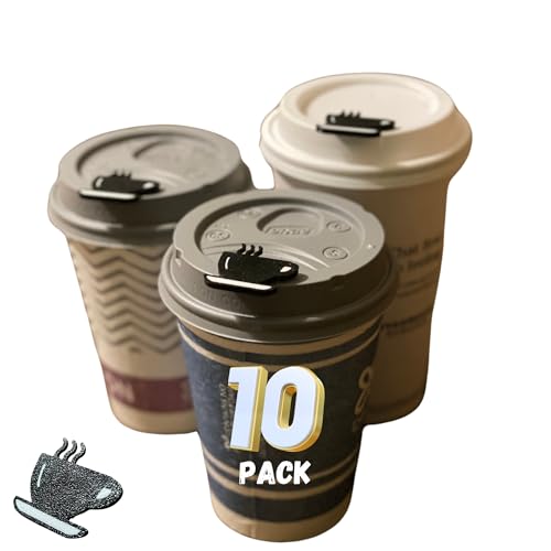 Coffee Cup Stoppers for Disposable Cups 10 25 & 50 Pack Suitable for Coffee Shops Trips Delivery Coffee Bars (10 Pack)