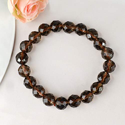 Image of Reiki Crystal Products Certified Natural Crystal Stone Diamond Cut /Faceted 10 mm Beads Bracelet for Men & Women | Reiki Charged Gemstone Jewellery | Multiple Stone Variants Available