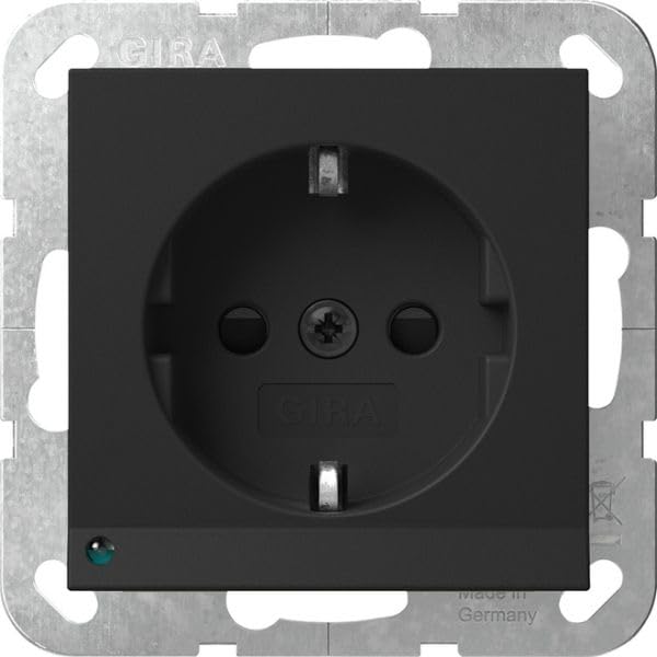 Gira 4170005 SCHUKO-Steckdose,16A 250V~ mit LED-Orientierungsleuchte + Shutter, System 55, schwarz matt