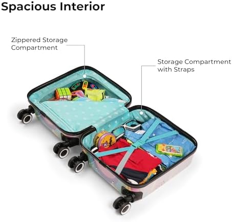 Nasher Miles Tic Tac Toe Polycarbonate Spinner Hard-Sided Cabin Luggage for Kids Pink White 44cm|17inch Kids Trolley Bag | Zoo Bunny