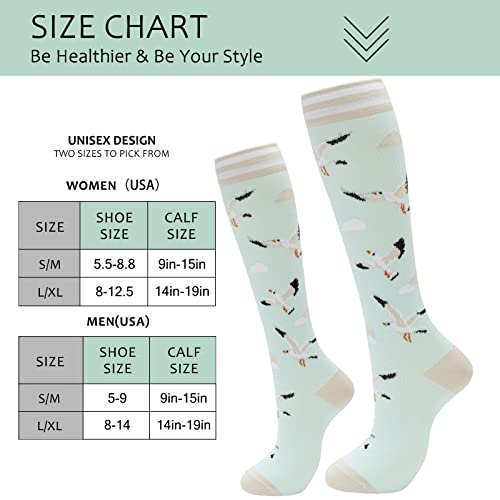 Fenglaoda Compression Socks Women 20-30 Mmhg 6 Pairs,Knee High,Wide Calf,Colorful,Novelty,Fun,Cute,Best Support Stockings For Running,Sports,Travel,Flight,Nurse,Pregnancy #TOP1