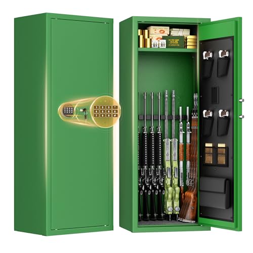 Image of Bonusall 12-15 Green Gun Safe for Rifles,Fireproof Gun Safe for Rifles and Pistols,Rifle Safes for Home with Digital Keypad,Adjustable Shelves & Handgun Pockets